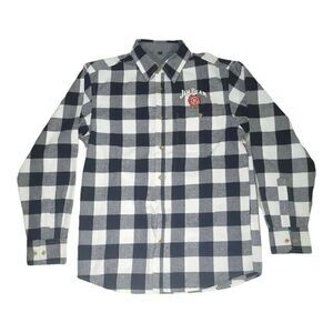Flannel Shirt / Jim Beam Maple Logo Men's Size Small Black & White Plaid